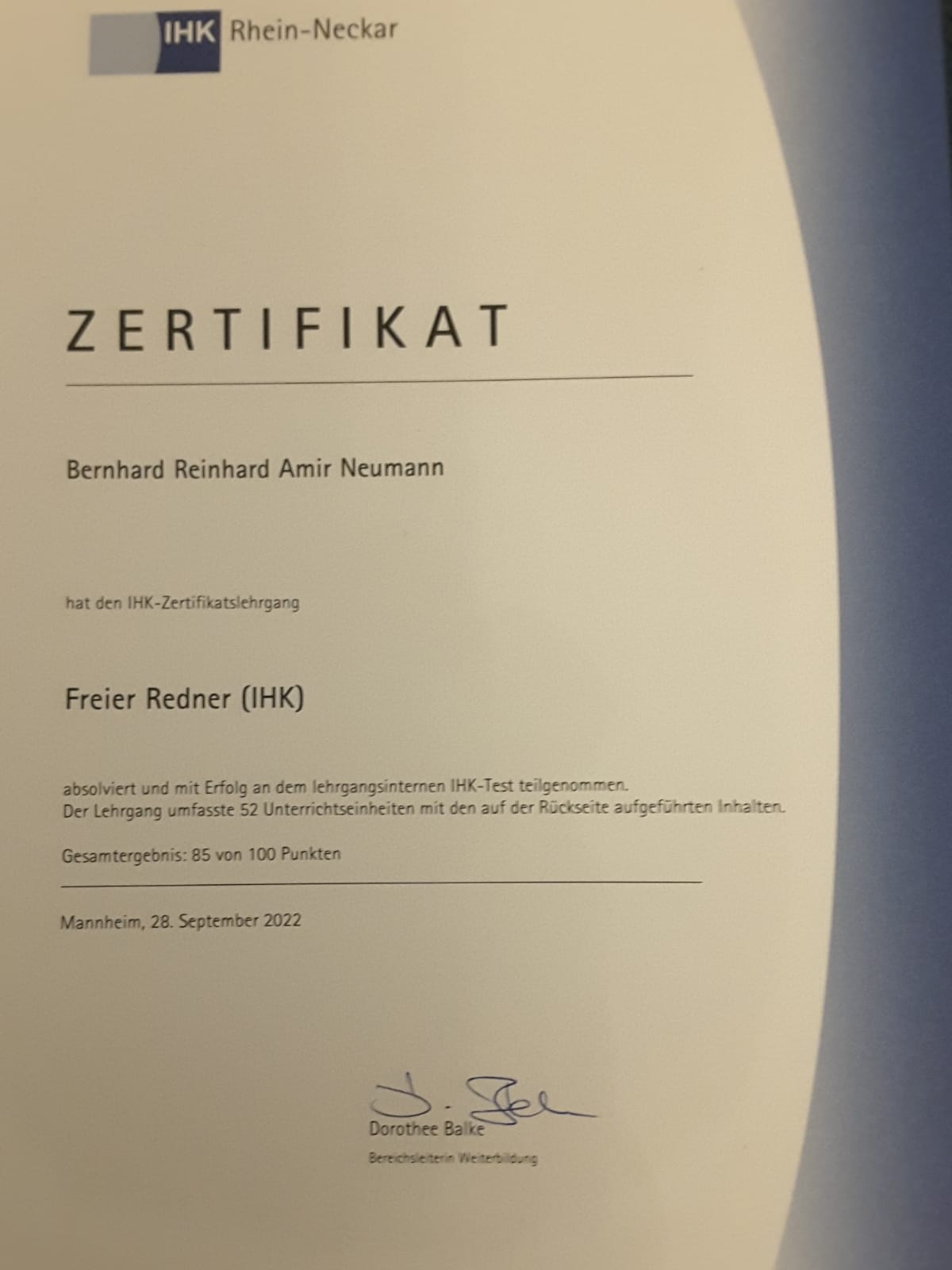 Bernhard Neumann Freier Redner IHK2